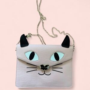 Betsey Johnson Cat Face Crossbody Bag - Pink and Black